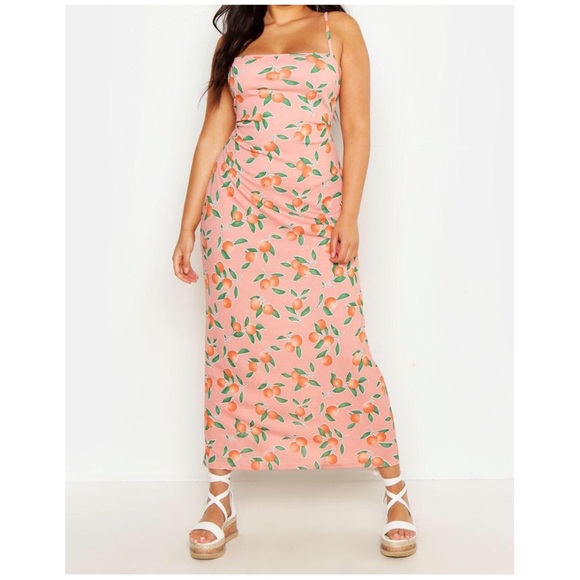 fruit print maxi dress